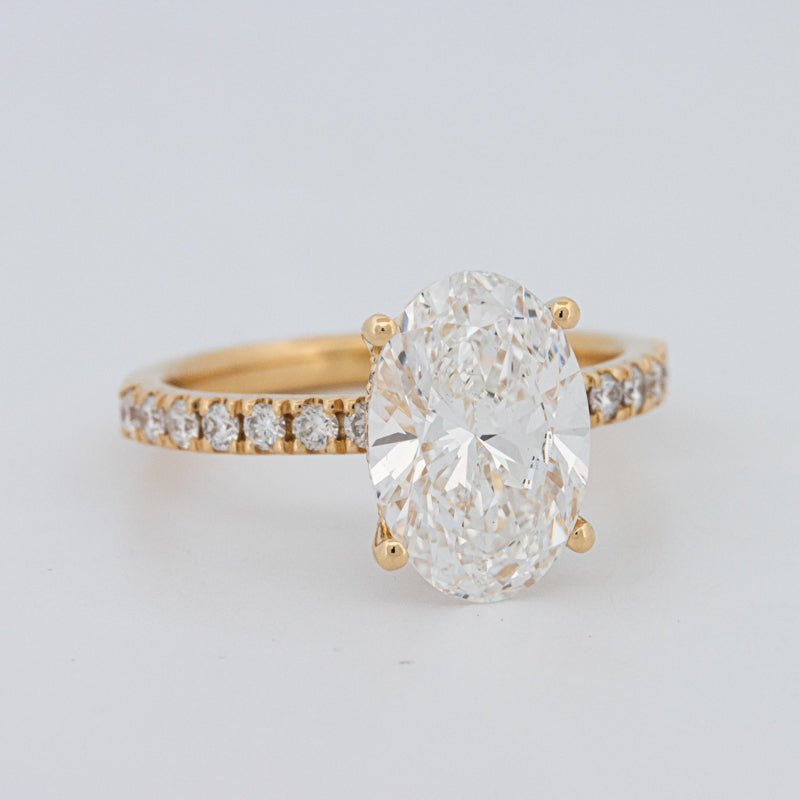 3 CT "Basket" Oval Cut Under - Halo Pavé Ring (LG) - ZIZOV DIAMONDS