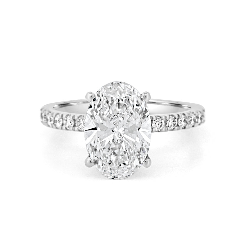 3 CT "Basket" Oval Cut Under - Halo Pavé Ring (LG) - ZIZOV DIAMONDS