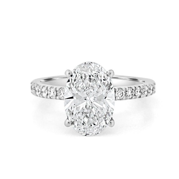 3 CT "Basket" Oval Cut Under - Halo Pavé Ring (LG) - ZIZOV DIAMONDS