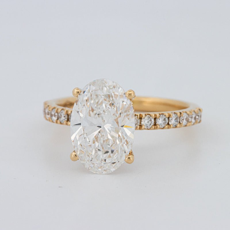 3 CT "Basket" Oval Cut Under - Halo Pavé Ring (LG) - ZIZOV DIAMONDS