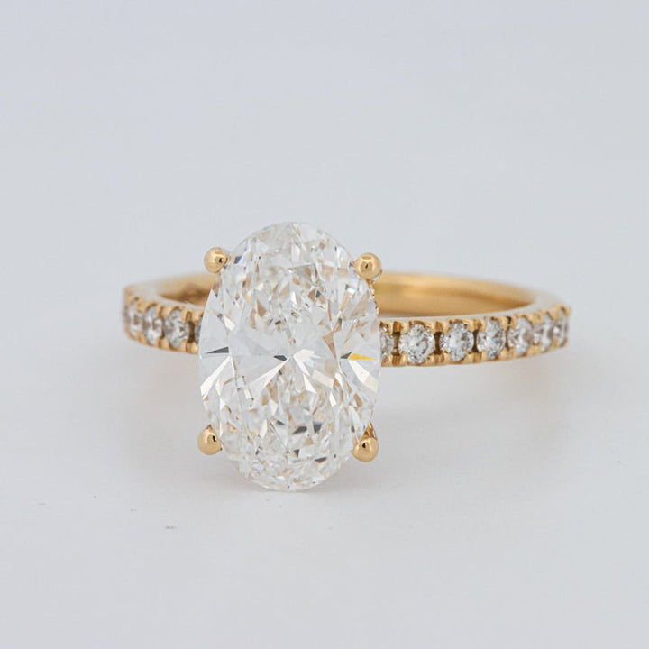 3 CT "Basket" Oval Cut Under - Halo Pavé Ring (LG) - ZIZOV DIAMONDS