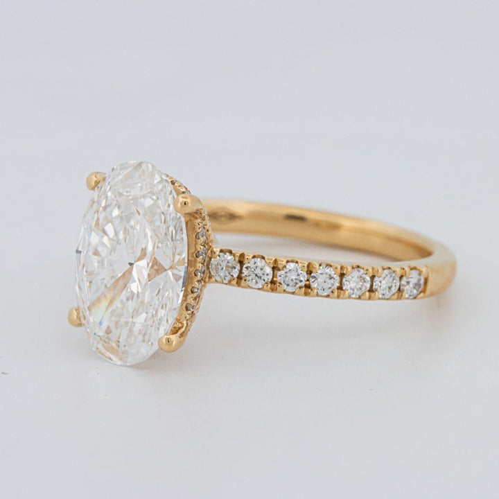 3 CT "Basket" Oval Cut Under - Halo Pavé Ring (LG) - ZIZOV DIAMONDS