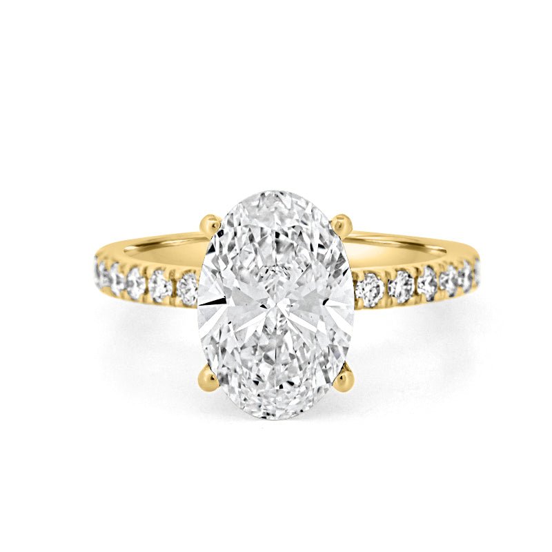 3 CT "Basket" Oval Cut Under - Halo Pavé Ring (LG) - ZIZOV DIAMONDS