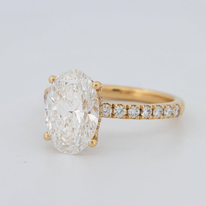 3 CT "Basket" Oval Cut Under - Halo Pavé Ring (LG) - ZIZOV DIAMONDS
