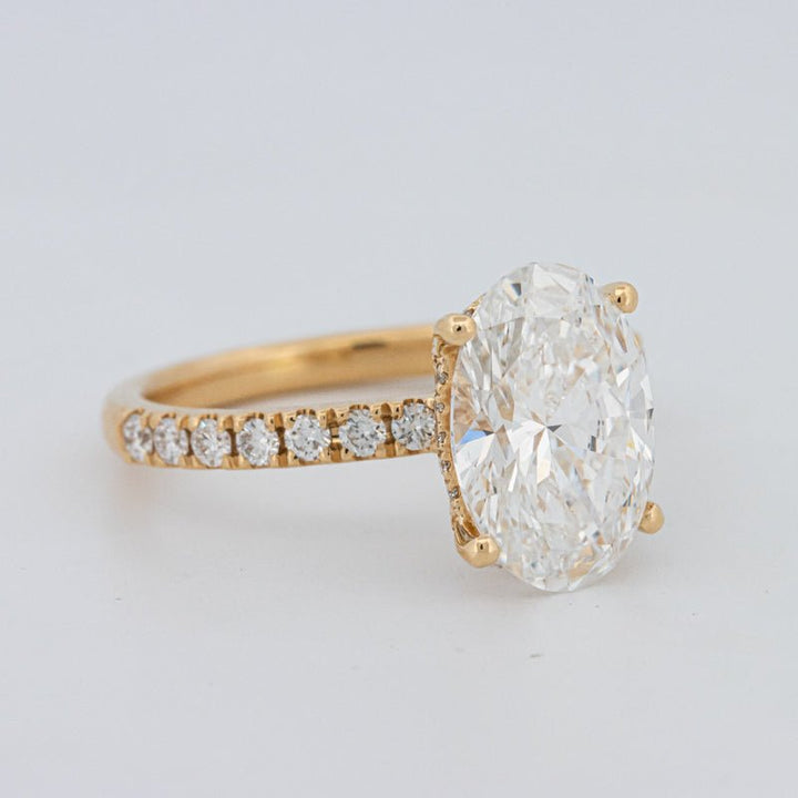 3 CT "Basket" Oval Cut Under - Halo Pavé Ring (LG) - ZIZOV DIAMONDS