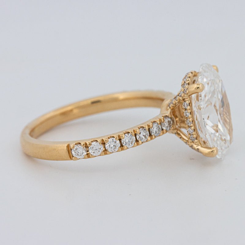 3 CT "Basket" Oval Cut Under - Halo Pavé Ring (LG) - ZIZOV DIAMONDS