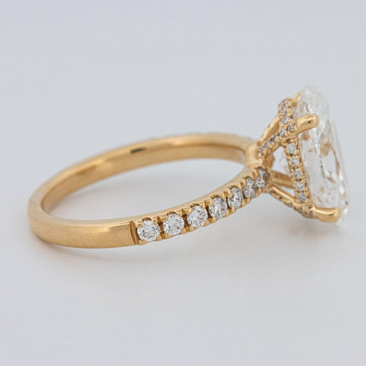 3 CT "Basket" Oval Cut Under - Halo Pavé Ring (LG) - ZIZOV DIAMONDS
