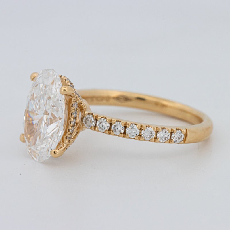 3 CT "Basket" Oval Cut Under - Halo Pavé Ring (LG) - ZIZOV DIAMONDS
