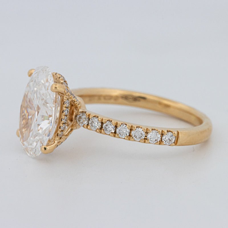 3 CT "Basket" Oval Cut Under - Halo Pavé Ring (LG) - ZIZOV DIAMONDS