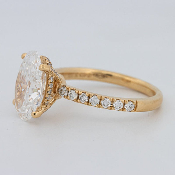 3 CT "Basket" Oval Cut Under - Halo Pavé Ring (LG) - ZIZOV DIAMONDS