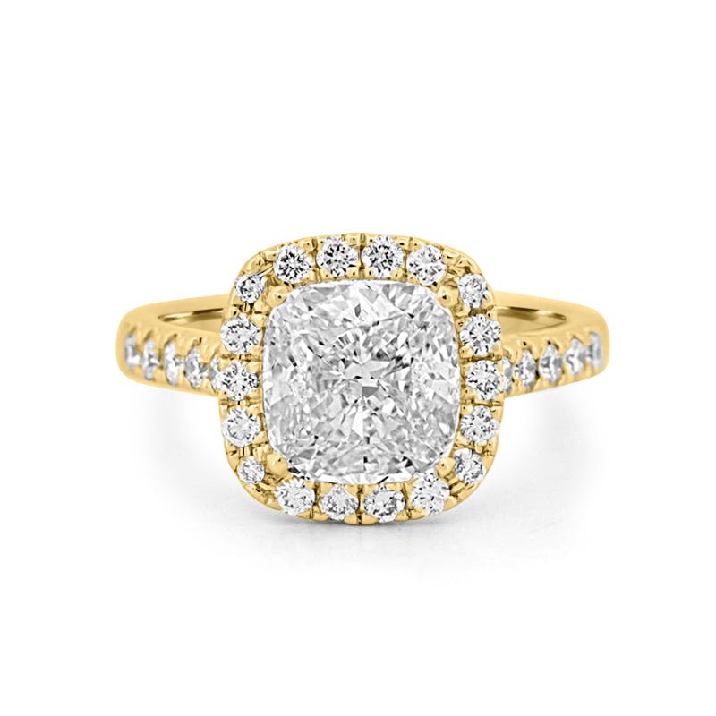 3 CT Cushion Cut Halo Pavé Solitaire (LG) - ZIZOV DIAMONDS