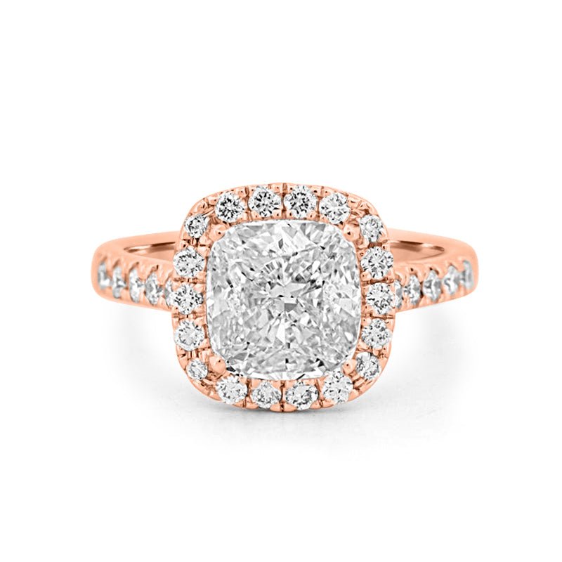 3 CT Cushion Cut Halo Pavé Solitaire (LG) - ZIZOV DIAMONDS