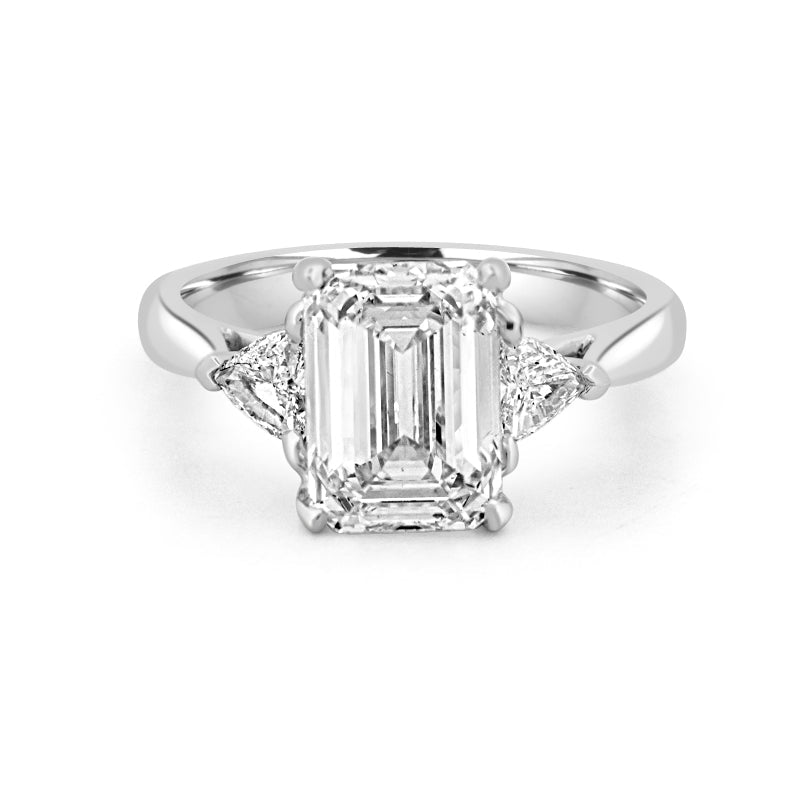 3 CT Emerald Cut Trilogy Solitaire (LG) - ZIZOV DIAMONDS
