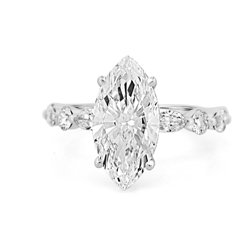 3 CT Marquise Cut Under - Halo Pavé Solitaire (LG) - ZIZOV DIAMONDS