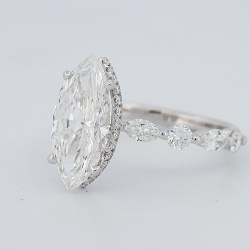 3 CT Marquise Cut Under - Halo Pavé Solitaire (LG) - ZIZOV DIAMONDS