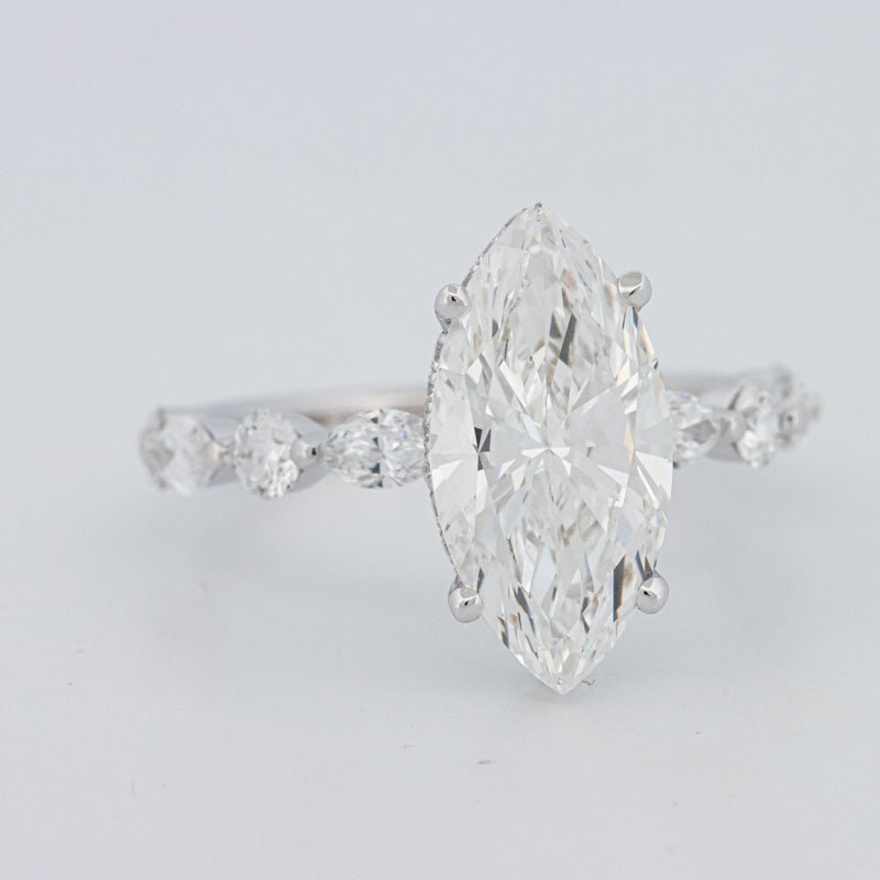 3 CT Marquise Cut Under - Halo Pavé Solitaire (LG) - ZIZOV DIAMONDS