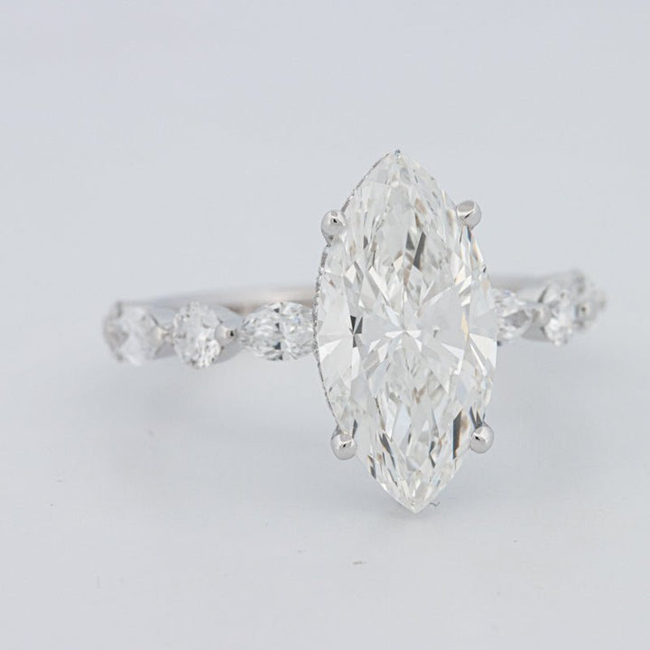 3 CT Marquise Cut Under - Halo Pavé Solitaire (LG) - ZIZOV DIAMONDS