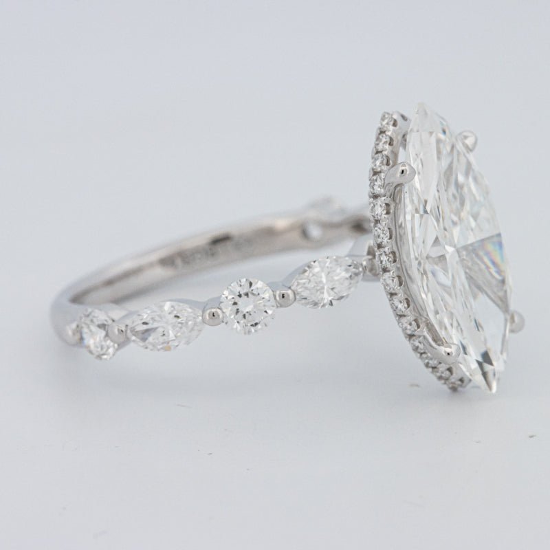 3 CT Marquise Cut Under - Halo Pavé Solitaire (LG) - ZIZOV DIAMONDS