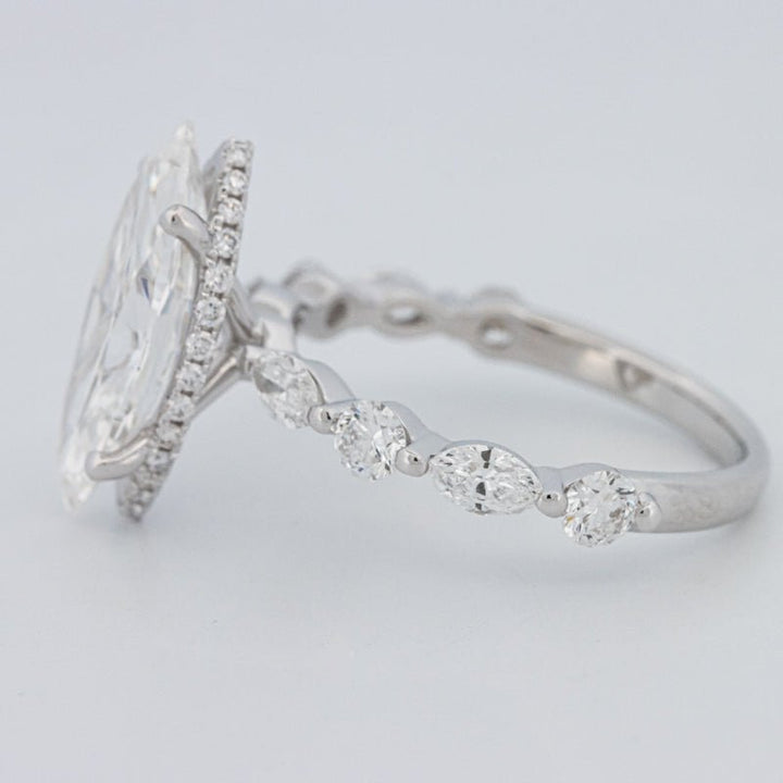 3 CT Marquise Cut Under - Halo Pavé Solitaire (LG) - ZIZOV DIAMONDS