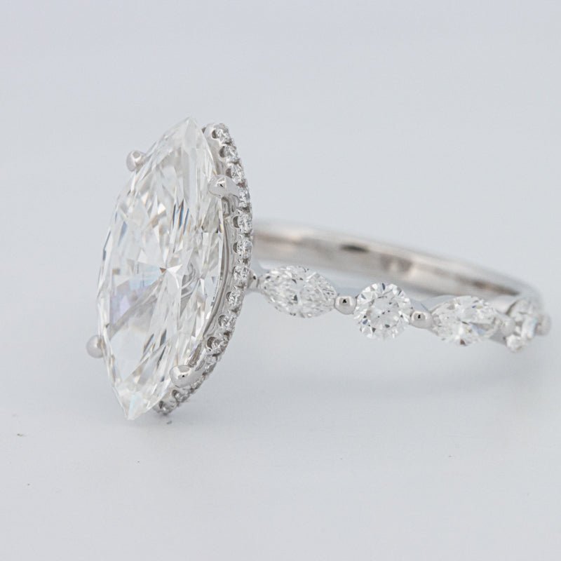 3 CT Marquise Cut Under - Halo Pavé Solitaire (LG) - ZIZOV DIAMONDS