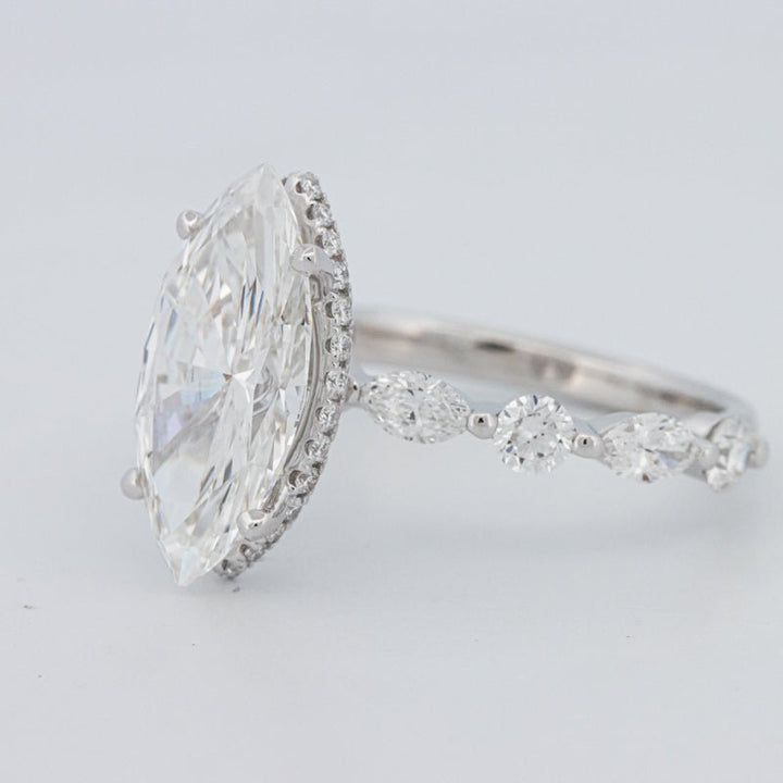 3 CT Marquise Cut Under - Halo Pavé Solitaire (LG) - ZIZOV DIAMONDS