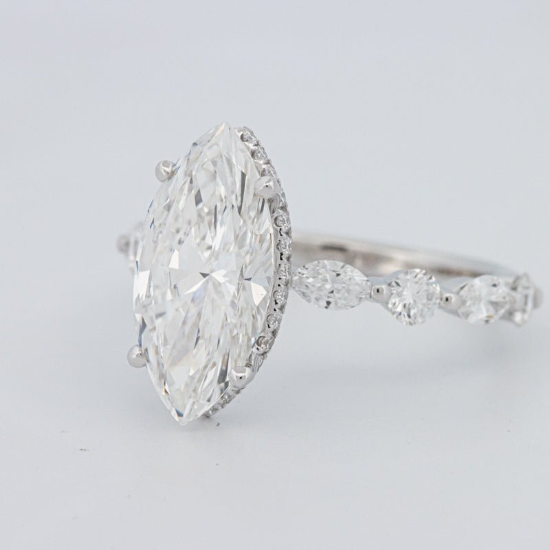 3 CT Marquise Cut Under - Halo Pavé Solitaire (LG) - ZIZOV DIAMONDS
