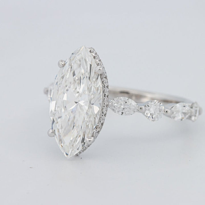 3 CT Marquise Cut Under - Halo Pavé Solitaire (LG) - ZIZOV DIAMONDS