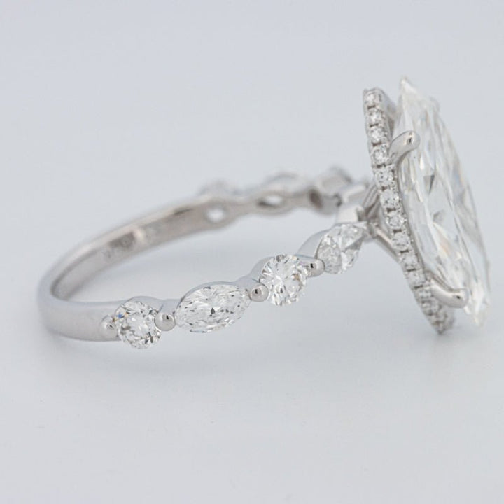 3 CT Marquise Cut Under - Halo Pavé Solitaire (LG) - ZIZOV DIAMONDS