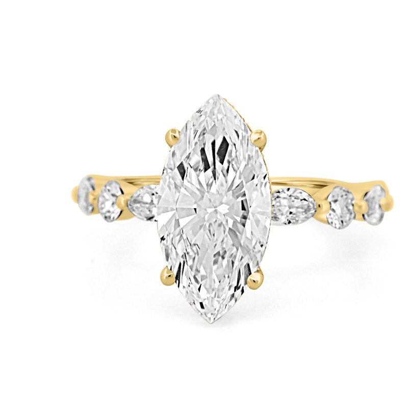 3 CT Marquise Cut Under - Halo Pavé Solitaire (LG) - ZIZOV DIAMONDS