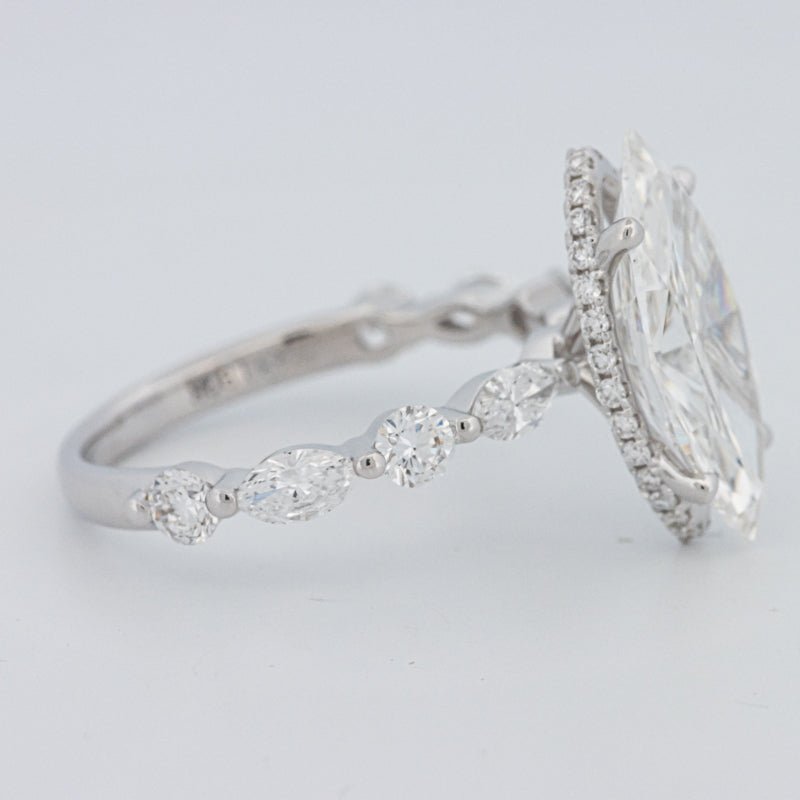 3 CT Marquise Cut Under - Halo Pavé Solitaire (LG) - ZIZOV DIAMONDS
