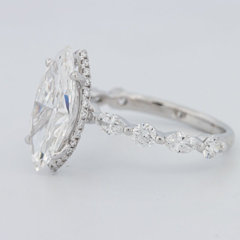 3 CT Marquise Cut Under - Halo Pavé Solitaire (LG) - ZIZOV DIAMONDS