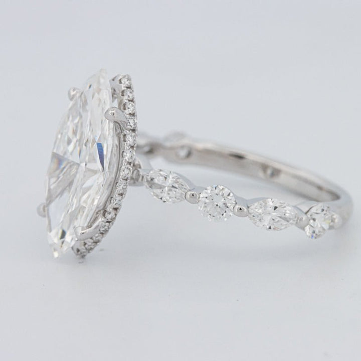 3 CT Marquise Cut Under - Halo Pavé Solitaire (LG) - ZIZOV DIAMONDS