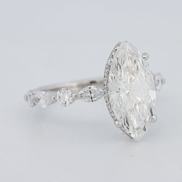 3 CT Marquise Cut Under - Halo Pavé Solitaire (LG) - ZIZOV DIAMONDS