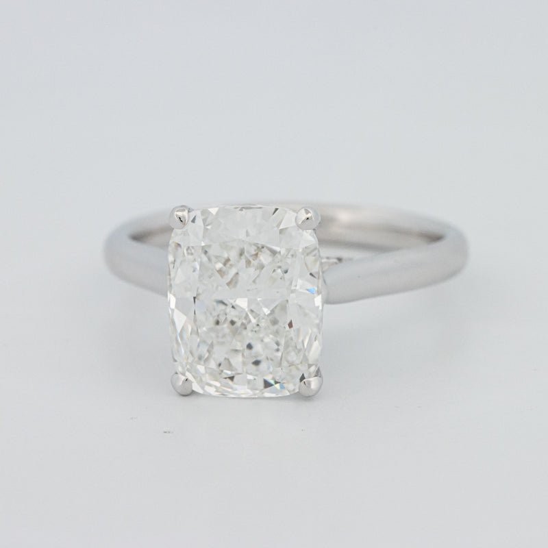 3.51 CT Cushion Cut Under - Halo Solitaire Ring (LG) - ZIZOV DIAMONDS