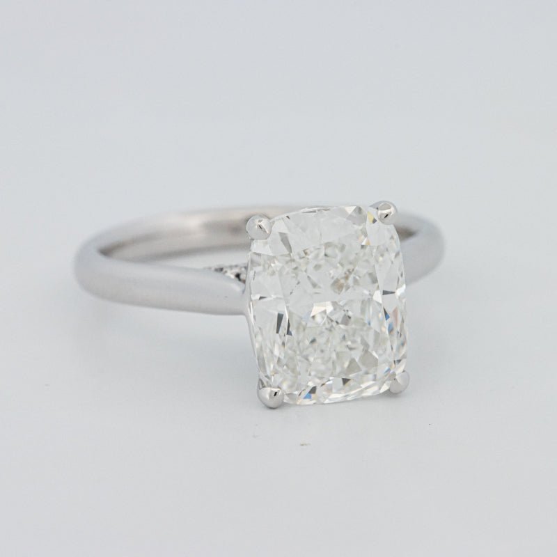 3.51 CT Cushion Cut Under - Halo Solitaire Ring (LG) - ZIZOV DIAMONDS