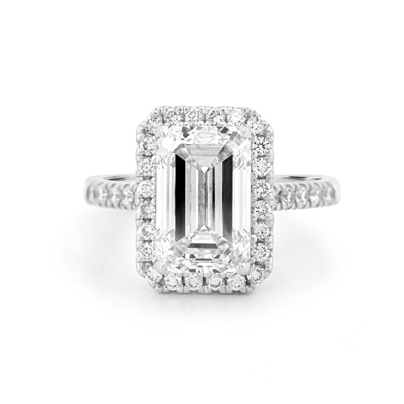 4 CT Emerald Cut Halo Pavé Solitaire (LG) - ZIZOV DIAMONDS