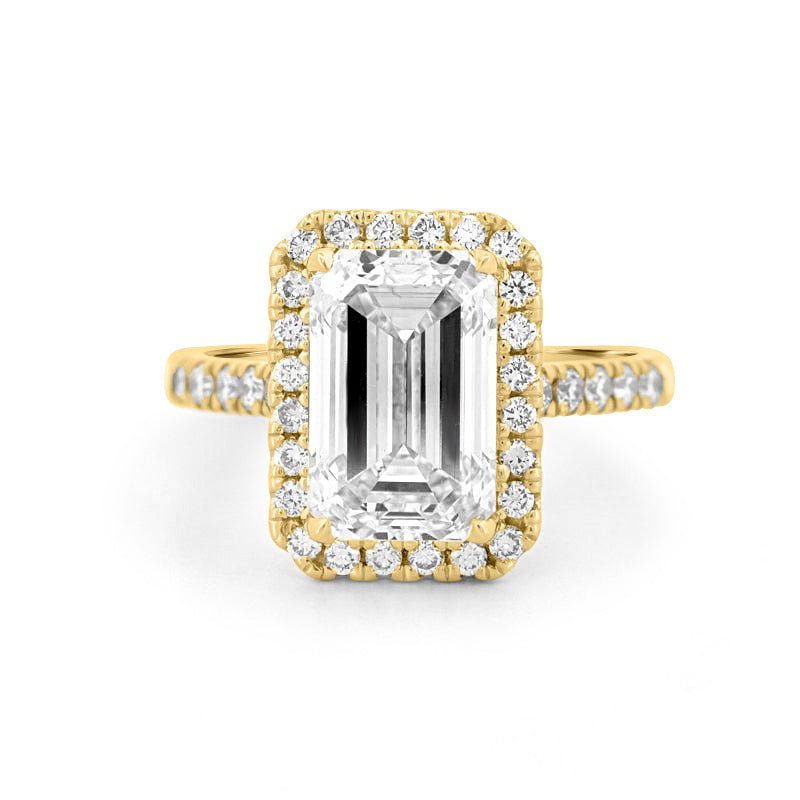 4 CT Emerald Cut Halo Pavé Solitaire (LG) - ZIZOV DIAMONDS