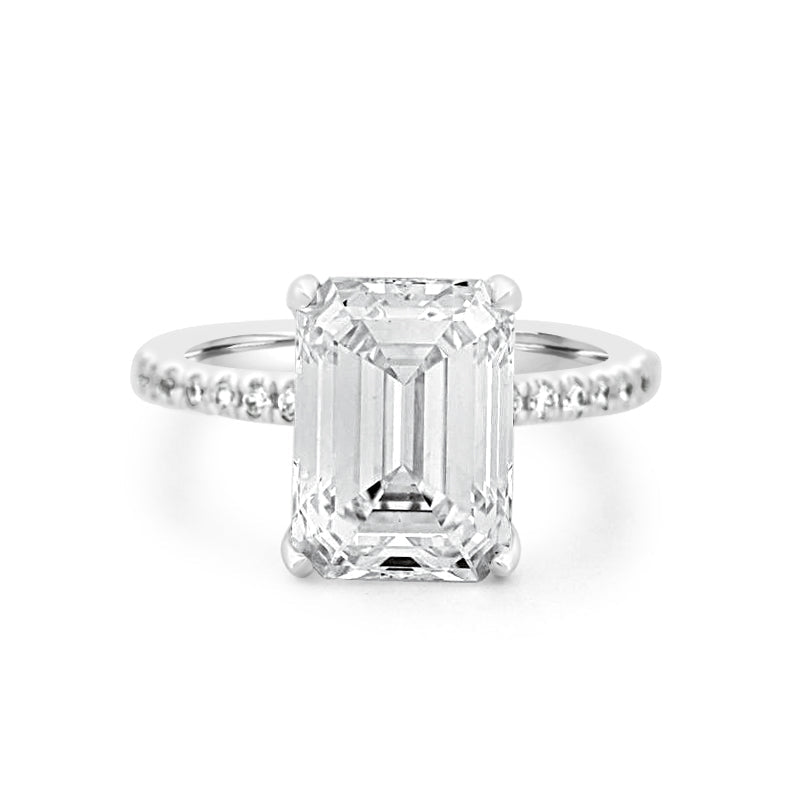 4 CT Emerald Cut Pavé Solitaire (LG) - ZIZOV DIAMONDS