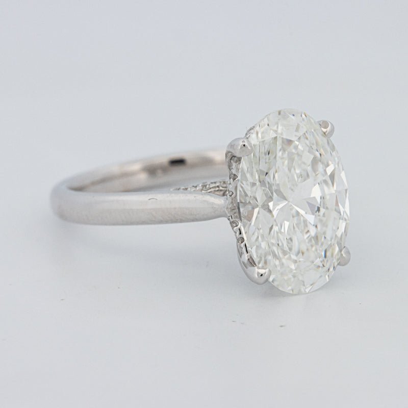 4 CT "Finesse" Oval Cut Under - Halo Solitaire Ring (LG) - ZIZOV DIAMONDS