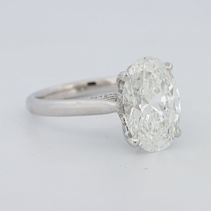 4 CT "Finesse" Oval Cut Under - Halo Solitaire Ring (LG) - ZIZOV DIAMONDS