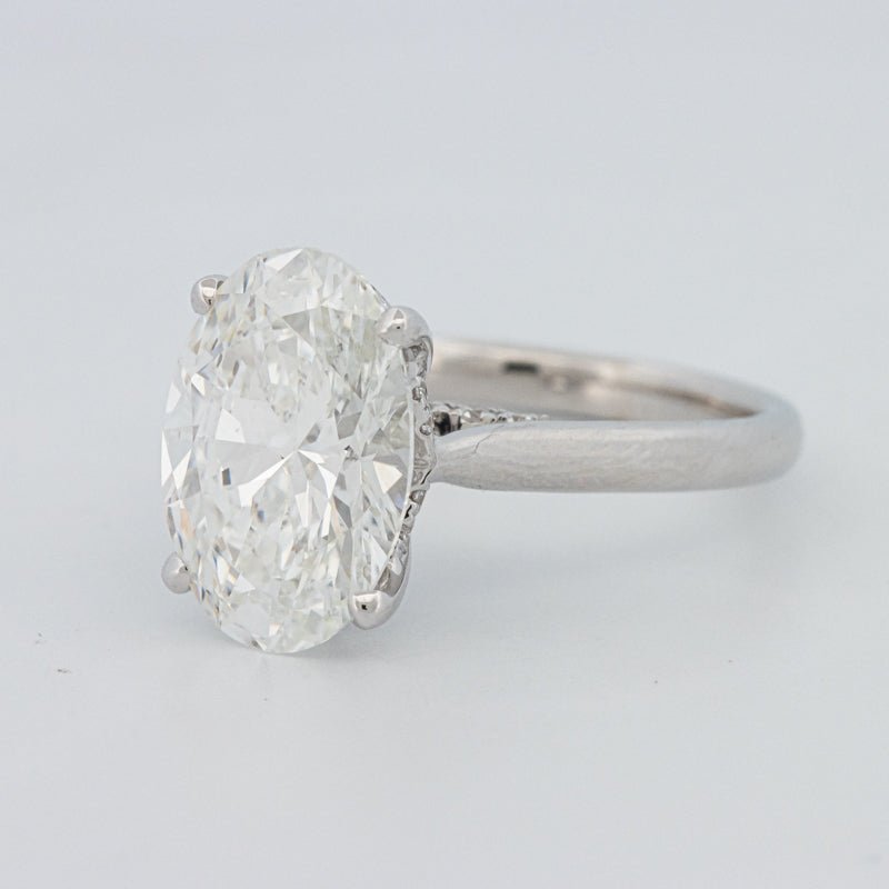 4 CT "Finesse" Oval Cut Under - Halo Solitaire Ring (LG) - ZIZOV DIAMONDS