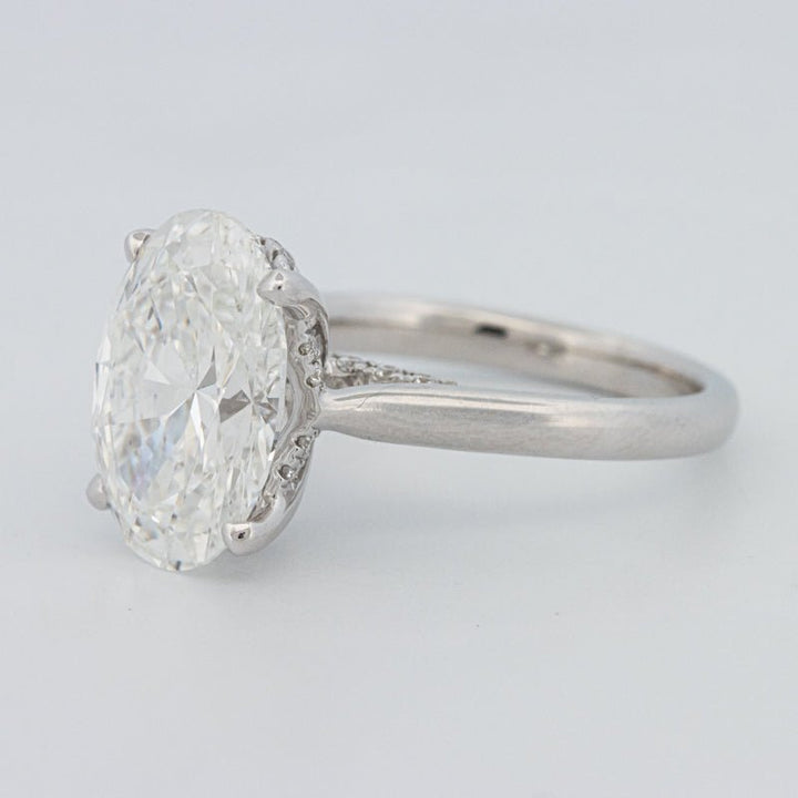4 CT "Finesse" Oval Cut Under - Halo Solitaire Ring (LG) - ZIZOV DIAMONDS
