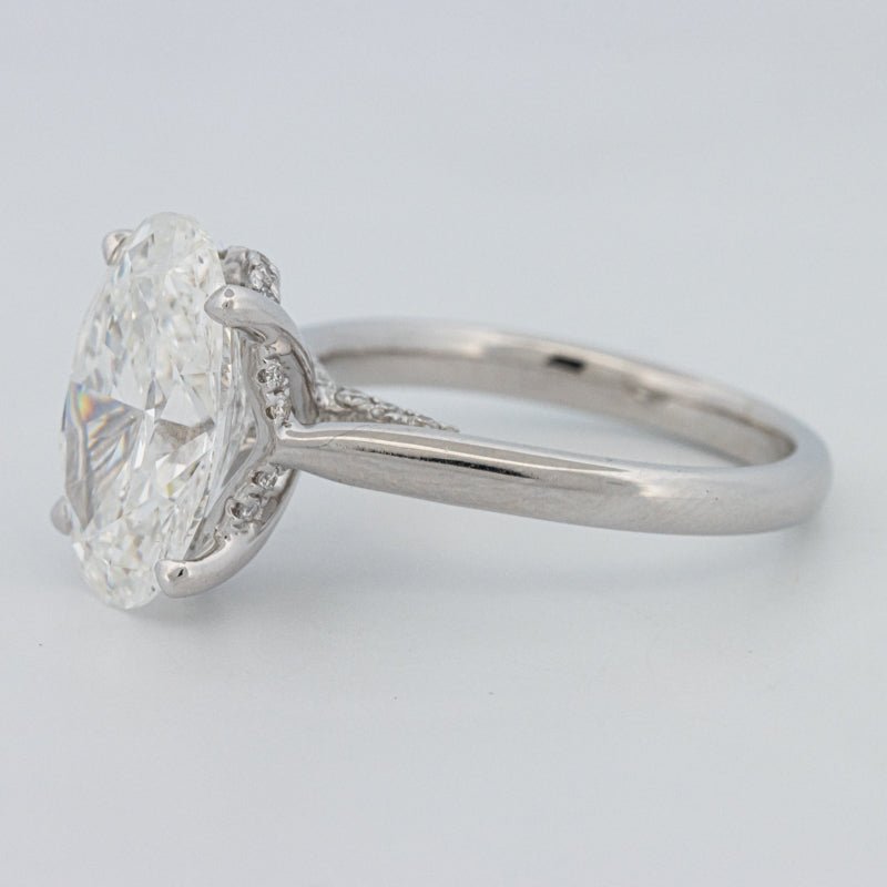 4 CT "Finesse" Oval Cut Under - Halo Solitaire Ring (LG) - ZIZOV DIAMONDS