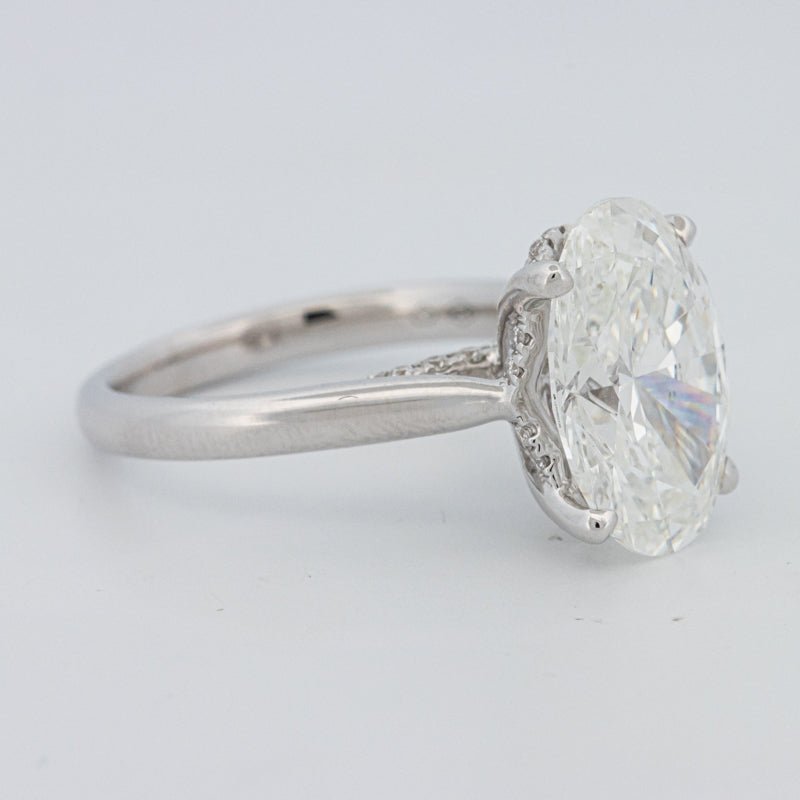4 CT "Finesse" Oval Cut Under - Halo Solitaire Ring (LG) - ZIZOV DIAMONDS