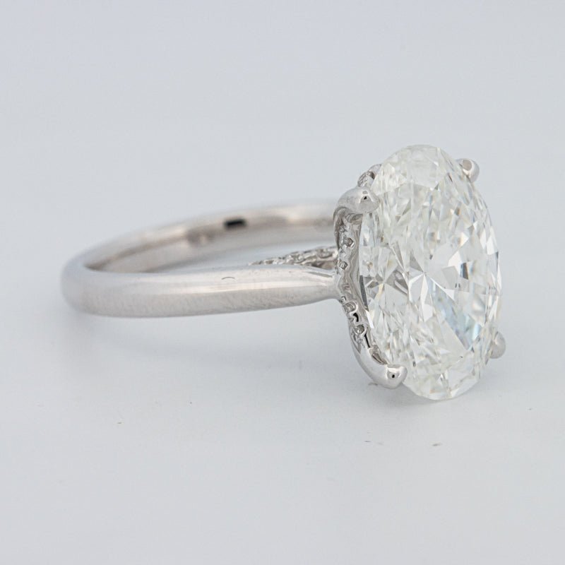 4 CT "Finesse" Oval Cut Under - Halo Solitaire Ring (LG) - ZIZOV DIAMONDS