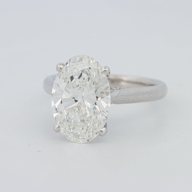 4 CT "Finesse" Oval Cut Under - Halo Solitaire Ring (LG) - ZIZOV DIAMONDS