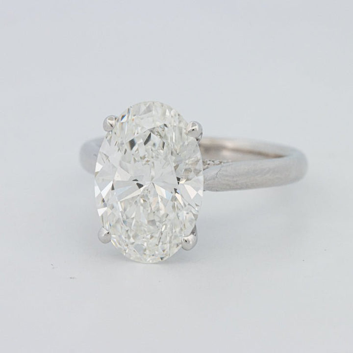 4 CT "Finesse" Oval Cut Under - Halo Solitaire Ring (LG) - ZIZOV DIAMONDS