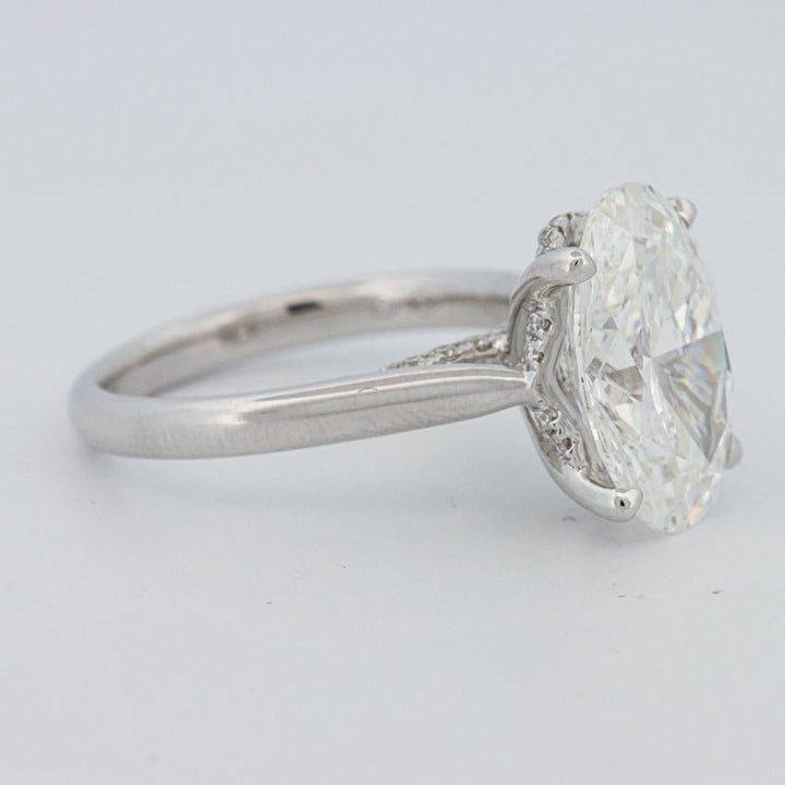4 CT "Finesse" Oval Cut Under - Halo Solitaire Ring (LG) - ZIZOV DIAMONDS