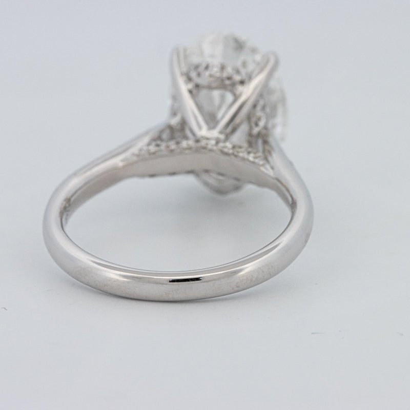 4 CT "Finesse" Oval Cut Under - Halo Solitaire Ring (LG) - ZIZOV DIAMONDS