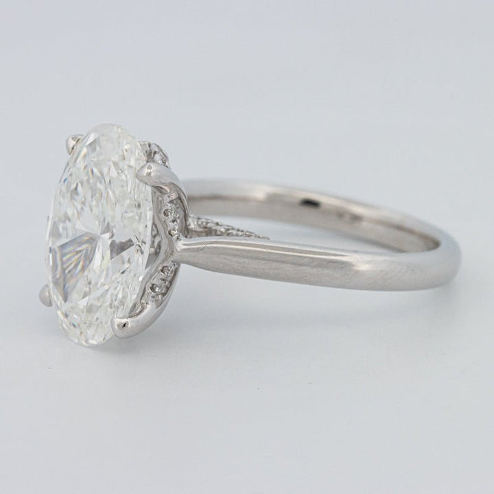 4 CT "Finesse" Oval Cut Under - Halo Solitaire Ring (LG) - ZIZOV DIAMONDS